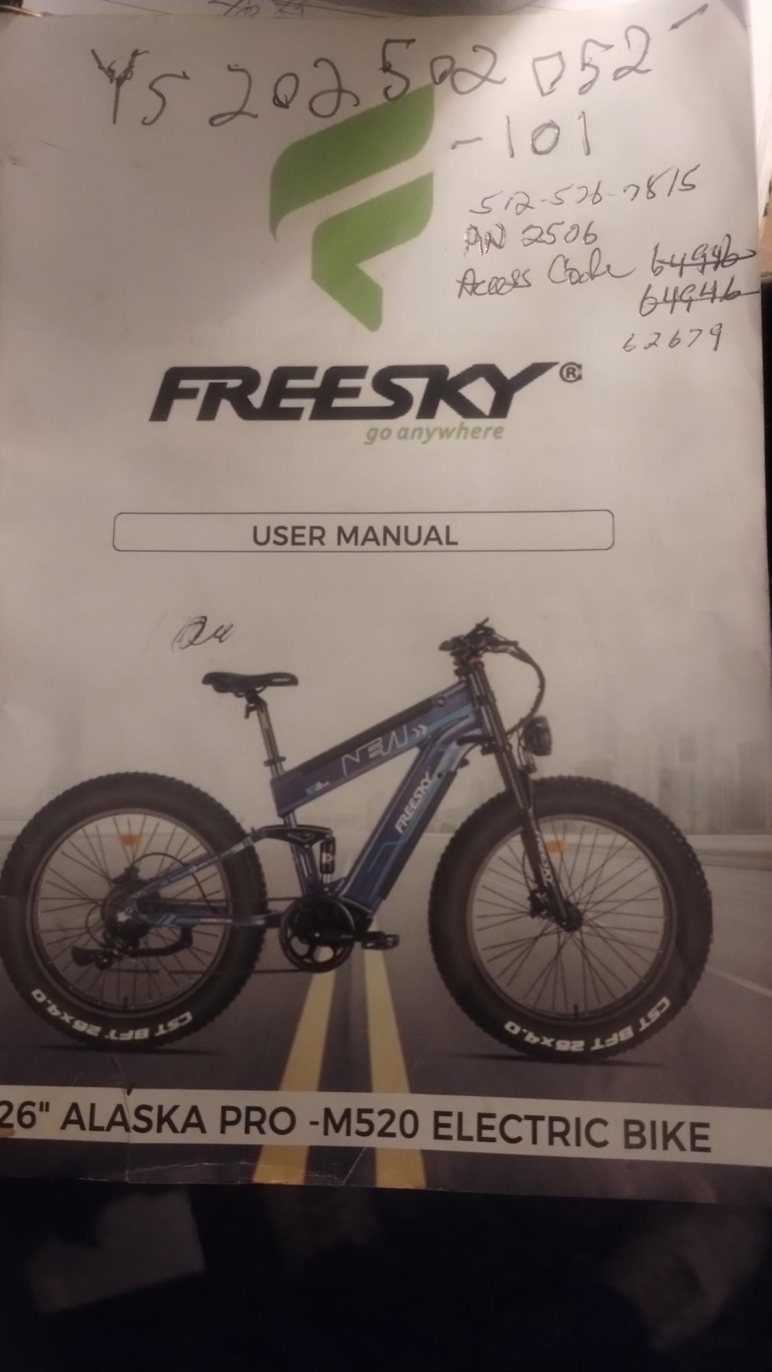 2026 Freesky SKA PRO M520 ELECTRIC BIKE Black, Blue, and White