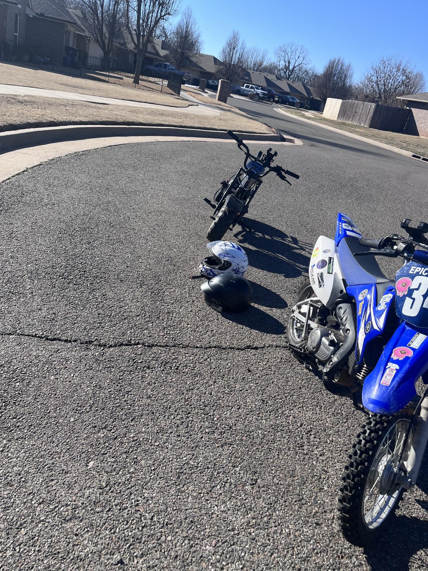 2008 Yamaha TTR-110 Blue, White, and Stickers tape or other cover-up